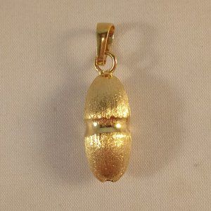18K Yellow Gold Filled 3D Carved Textured Army Bullet Necklace Pendant Gift